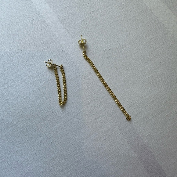 Adjustable Gold gold plated minimal Chain Earrings - Picture 8 of 11